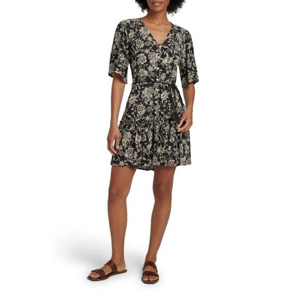 Faherty Dresses & Skirts - Title: Faherty Orinda Tie Waist Button-Up Crepe Mini Dress - Charcoal Chiyoda  S